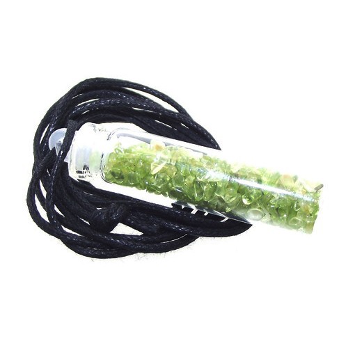 Peridot Gemstone Crystal Glass Bottle Pendant